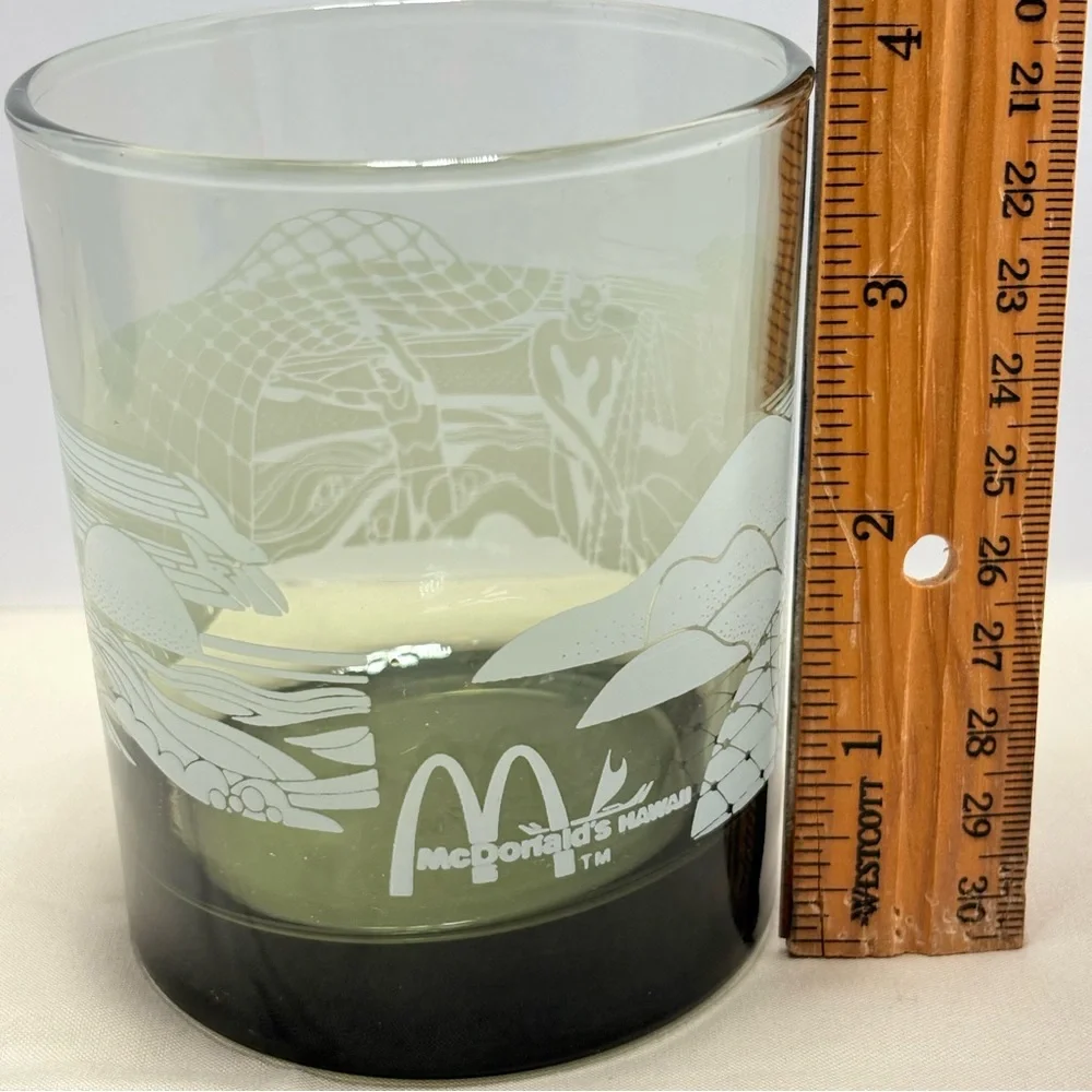 McDonald's Hawaiian Hawaii Black and Gray Glass Tumbler vintage collectible